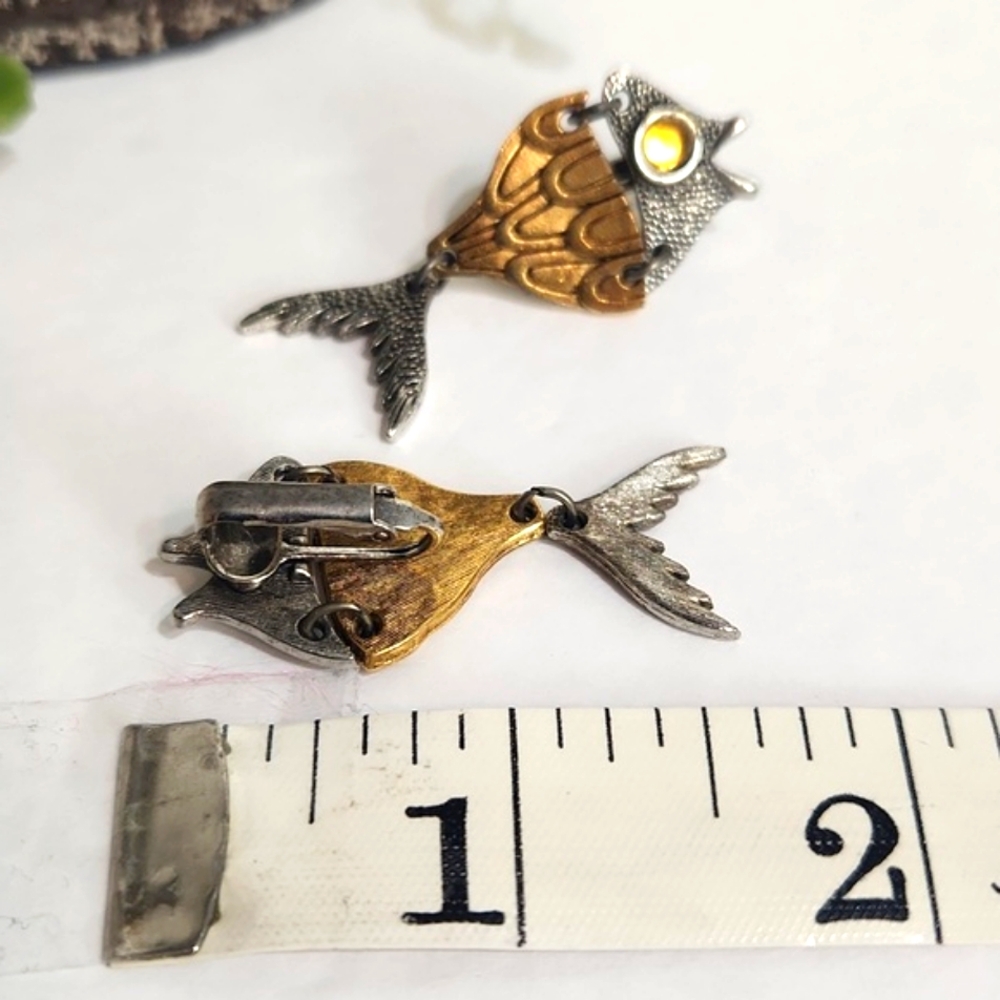 Gold and Silver Fish Drop Earrings - Brand: - Picture 9 of 10